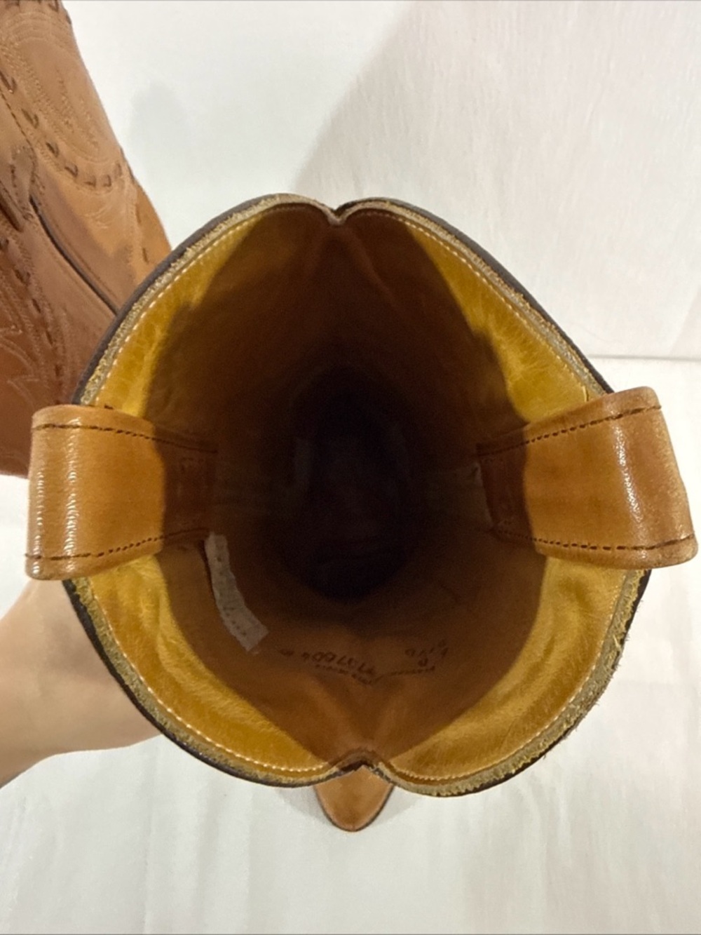Double H Boots - Womens 6.5 - Leather Cowboy Western Tan Brown Horse Barn Farm - Picture 9 of 16